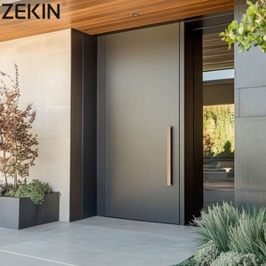 Outdoor Back Painted Glass Anti-theft Exterior Security Aluminum Pivot Door