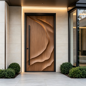 American Style Modern Oversize Aluminum Pivot Door with 3D Fluid Wave Carving for Luxury Villa Entrance Security Front Door