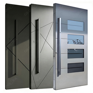 Luxury Modern American Cast Aluminum Smart Armored Entry Door High-end Security Main Entrance Door Solid Wood Pivot Front Door
