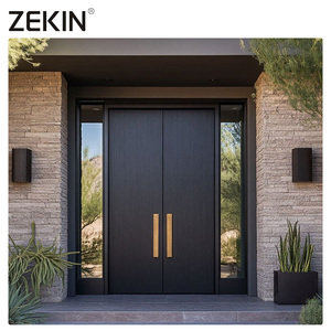 ZEKIN Custom Large Hous Metal Front Entrance Double Door Modern Security Design Armored Aluminum Exterior Door
