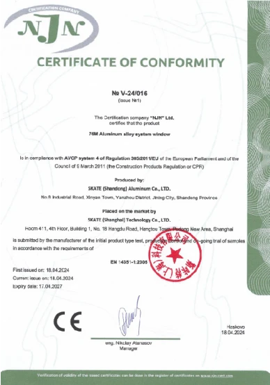 EU CPR CE Certificate EN 14351-1 for Crestor Windows
