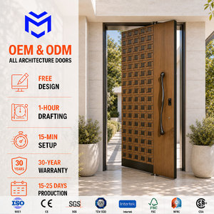 Custom Armored Modern Aluminum Wooden Home Villa Residential Entrance Security Front Entry Exterior Pivot Doors