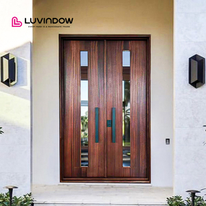 USA Villa Modern Design Exterior Solid Wood Main Entry French Pivot Aluminum Door