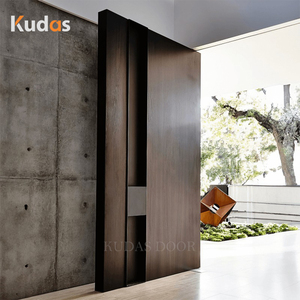 Main Entrance Exterior Walnut Solid Wood Large Front Wooden Pivot Door
