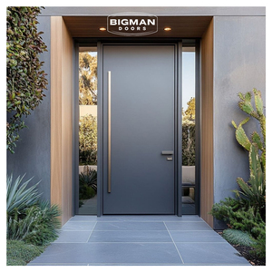 British Modern Minimalist Dark Grey Matte Security Pivot Door Heavy Metal Entry Door Anti-Theft Feature Exterior Villa Kitchen