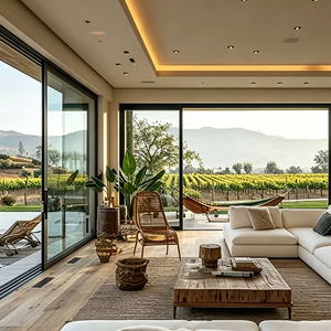 Aluminum Sliding Door System with Large Panel Glass for Villa and Hotel Architecture
