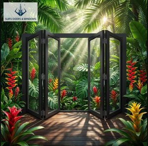 Customized Large Size Soundproof Impact Resistant Hurricane Proof Modern Thermal Break Aluminum Folding Door