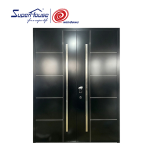 Modern Style Aluminum Double Entry Door Long Pull Handle Smart Lock