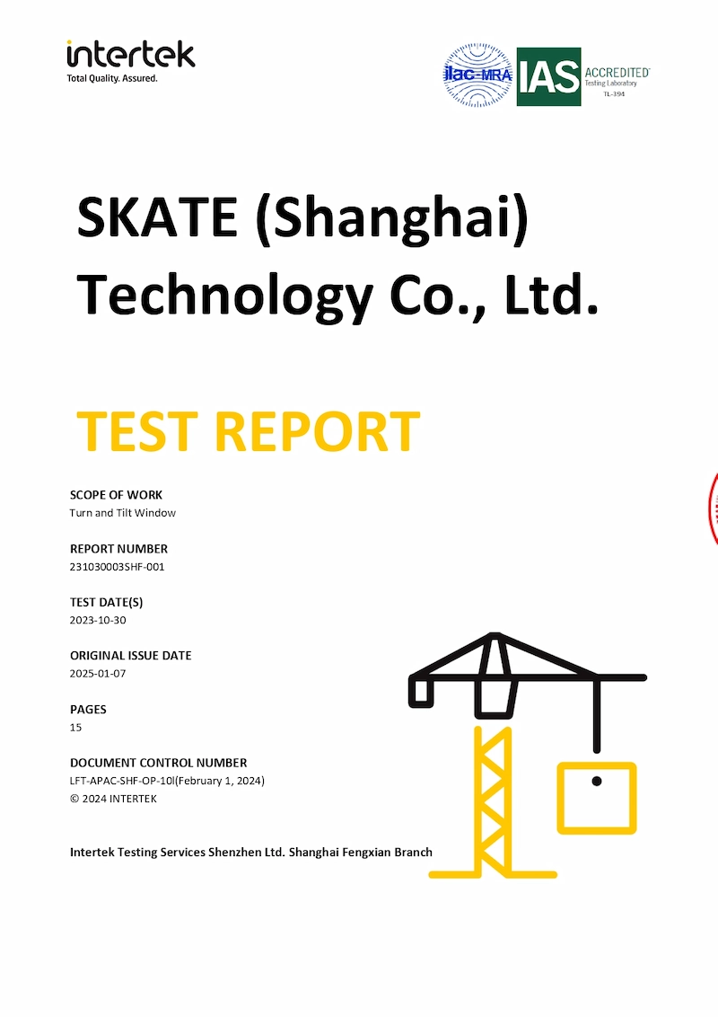 National Window Test Center Performance Report